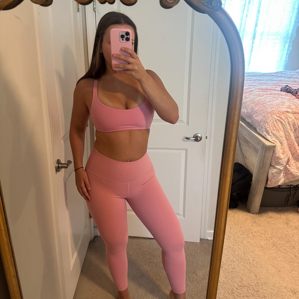 Lululemon pink tide align leggings and sports bra set